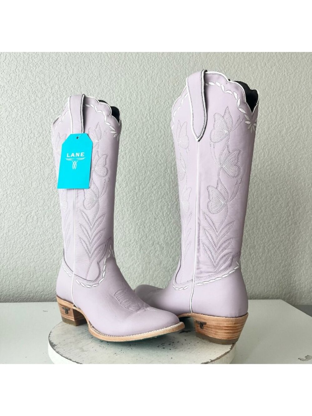 Lane SWEET MEMORIES Knee High Womens Cowboy Boots Purple White Western Tall 9.5